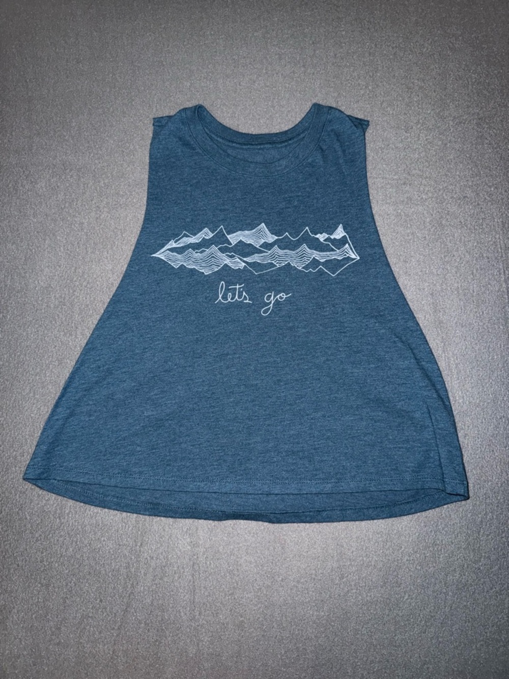 Blue 'Let's Go' Mountain Muscle Tank Top